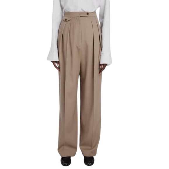 The Row Pants - The Row Marcellita Pleated Wool Pants